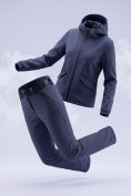 Оптом Женский костюм из софтшелла с флисом и мембраной — утепленный темно-синего цвета 09612TS, фото 5
