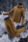 Оптом Мужской костюм из софтшелла с флисом и мембраной — утепленный горчичного цвета 09613G, фото 3