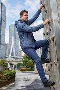 Оптом Мужской костюм из софтшелла с флисом и мембраной — утепленный синего цвета 09613S, фото 6