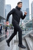 Оптом Мужской костюм из софтшелла с флисом и мембраной — утепленный черного цвета 09615Ch, фото 7