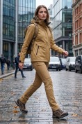 Оптом Женский костюм из софтшелла с флисом и мембраной — утепленный горчичного цвета 09616G, фото 8