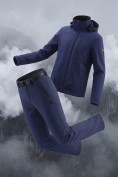 Оптом Мужской костюм из софтшелла с флисом и мембраной — утепленный темно-синего цвета 09617TS, фото 3