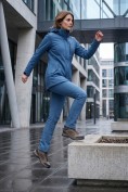 Оптом Женский костюм спортивный софтшелл с флисом и мембраной синего цвета 09618S, фото 2