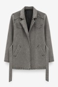 Оптом Куртка пиджак из экокожи  женская УЦЕНКА серого цвета 0970Sr
