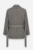 Оптом Куртка пиджак из экокожи  женская УЦЕНКА серого цвета 0970Sr, фото 2