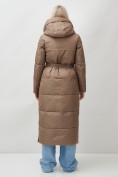 Оптом Пальто стеганное зимнее женское УЦЕНКА коричневого цвета 0977K, фото 9