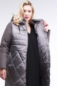 Оптом Куртка зимняя женская классическая коричневого цвета 100-916_48K, фото 6