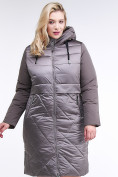 Оптом Куртка зимняя женская классическая коричневого цвета 100-916_48K в Перми, фото 2