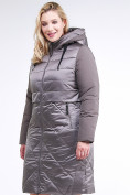 Оптом Куртка зимняя женская классическая коричневого цвета 100-916_48K в Перми, фото 3
