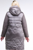 Оптом Куртка зимняя женская классическая коричневого цвета 100-916_48K в Перми, фото 4