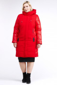 Оптом Куртка зимняя женская классическая красного цвета 100-921_7Kr