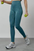 Оптом Легинсы для фитнеса женские бирюзового цвета 1001Br в Перми, фото 13