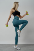 Оптом Легинсы для фитнеса женские бирюзового цвета 1001Br в Волгоградке, фото 14