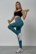 Оптом Легинсы для фитнеса женские бирюзового цвета 1001Br в Ульяновске, фото 19