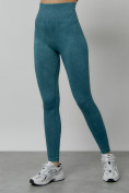 Оптом Легинсы для фитнеса женские бирюзового цвета 1001Br в Оренбурге, фото 2