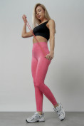 Оптом Легинсы для фитнеса женские розового цвета 1001R в Перми, фото 2