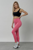 Оптом Легинсы для фитнеса женские розового цвета 1001R в Кемерово, фото 4