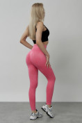 Оптом Легинсы для фитнеса женские розового цвета 1001R в Саратове, фото 7