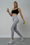 Оптом Легинсы для фитнеса женские серого цвета 1001Sr в Краснодаре, фото 16