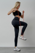 Оптом Легинсы для фитнеса женские темно-серого цвета 1001TC, фото 3
