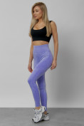 Оптом Легинсы для фитнеса женские фиолетового цвета 1002F в Ульяновске, фото 2