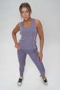 Оптом Костюм для фитнеса женский фиолетового цвета 1003F, фото 15