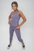 Оптом Костюм для фитнеса женский фиолетового цвета 1003F, фото 17