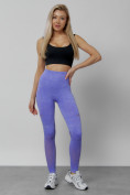 Оптом Легинсы для фитнеса женские фиолетового цвета 1004F в Кемерово, фото 17
