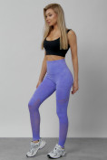 Оптом Легинсы для фитнеса женские фиолетового цвета 1004F в Перми, фото 19