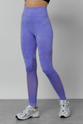 Оптом Легинсы для фитнеса женские фиолетового цвета 1004F в Новосибирске, фото 9