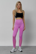 Оптом Легинсы для фитнеса женские розового цвета 1004R в Самаре