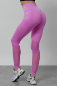 Оптом Легинсы для фитнеса женские розового цвета 1004R в Волгоградке, фото 11