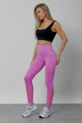 Оптом Легинсы для фитнеса женские розового цвета 1004R в Перми, фото 2