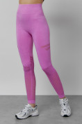 Оптом Легинсы для фитнеса женские розового цвета 1004R в Саратове, фото 8