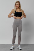 Оптом Легинсы для фитнеса женские серого цвета 1004Sr в Сочи, фото 19