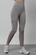 Оптом Легинсы для фитнеса женские серого цвета 1004Sr в Астане, фото 3