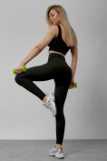 Оптом Легинсы для фитнеса женские черного цвета 1005Ch в Алма-Ате, фото 2