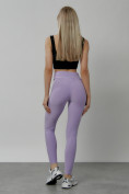 Оптом Легинсы для фитнеса женские фиолетового цвета 1005F в Сочи, фото 15