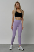 Оптом Легинсы для фитнеса женские фиолетового цвета 1005F в Перми, фото 18