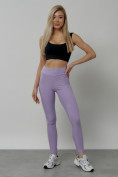 Оптом Легинсы для фитнеса женские фиолетового цвета 1005F в Омске, фото 19