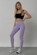 Оптом Легинсы для фитнеса женские фиолетового цвета 1005F в Перми, фото 20