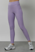 Оптом Легинсы для фитнеса женские фиолетового цвета 1005F в Иркутске, фото 7