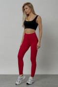 Оптом Легинсы для фитнеса женские красного цвета 1005Kr в Сочи, фото 12