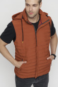Оптом Жилетка утепленная спортивная мужская оранжевого цвета 1019O в Казани, фото 8