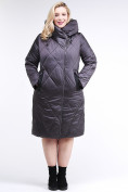 Оптом Куртка зимняя женская стеганная темно-серого цвета 105-917_58TC в Санкт-Петербурге