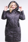 Оптом Куртка зимняя женская стеганная темно-серого цвета 105-917_58TC в Перми, фото 5