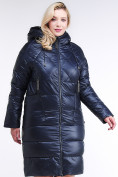 Оптом Куртка зимняя женская стеганная темно-синего цвета 105-918_23TS в Самаре, фото 2