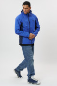 Оптом Ветровка спортивная с капюшоном мужская светло-синего цвета 10821Si, фото 10