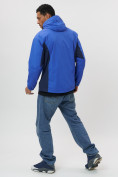 Оптом Ветровка спортивная с капюшоном мужская светло-синего цвета 10821Si, фото 11