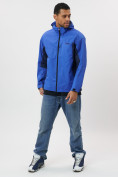 Оптом Ветровка спортивная с капюшоном мужская светло-синего цвета 10821Si, фото 9